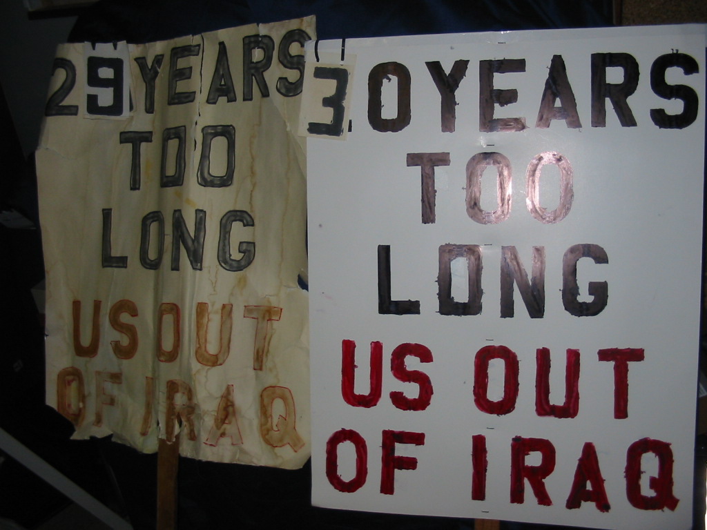 [Gulf War 30 years later sign]