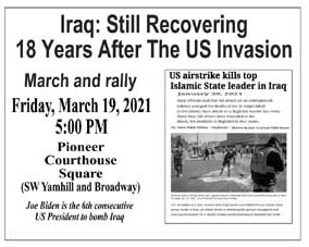 [Iraq 18 Years Later flyer]