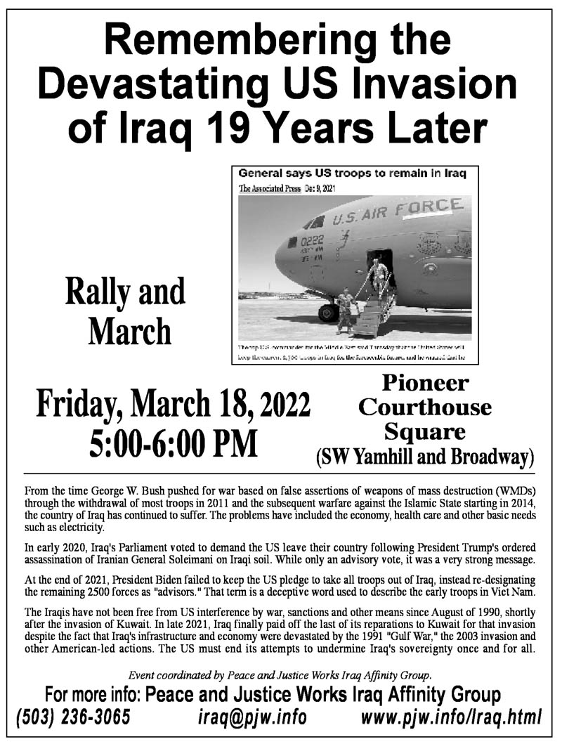 [Iraq 19 years later flyer]