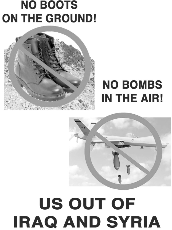 [No Boots/ No Bombs 
flyer]